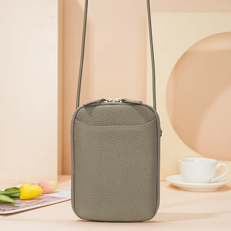 sac bandoulière en cuir gris