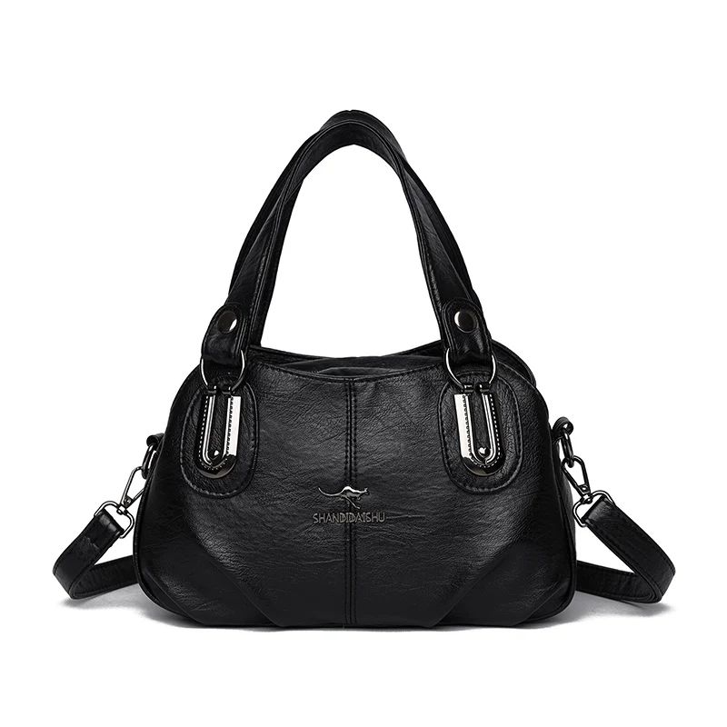 sac à main cuir noir avec fermoirs argentés