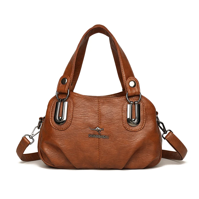 sac à main en cuir marron structuré